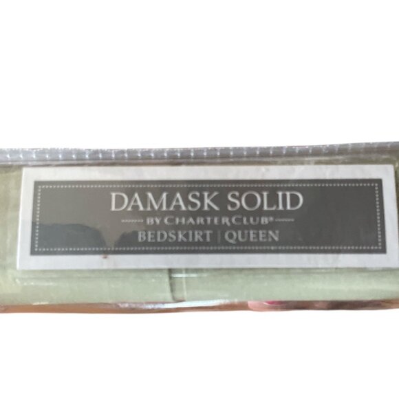 NWT Damask Solid Queen Bed Skirt 500 TC 16" Drop Sage Green - Picture 5 of 5
